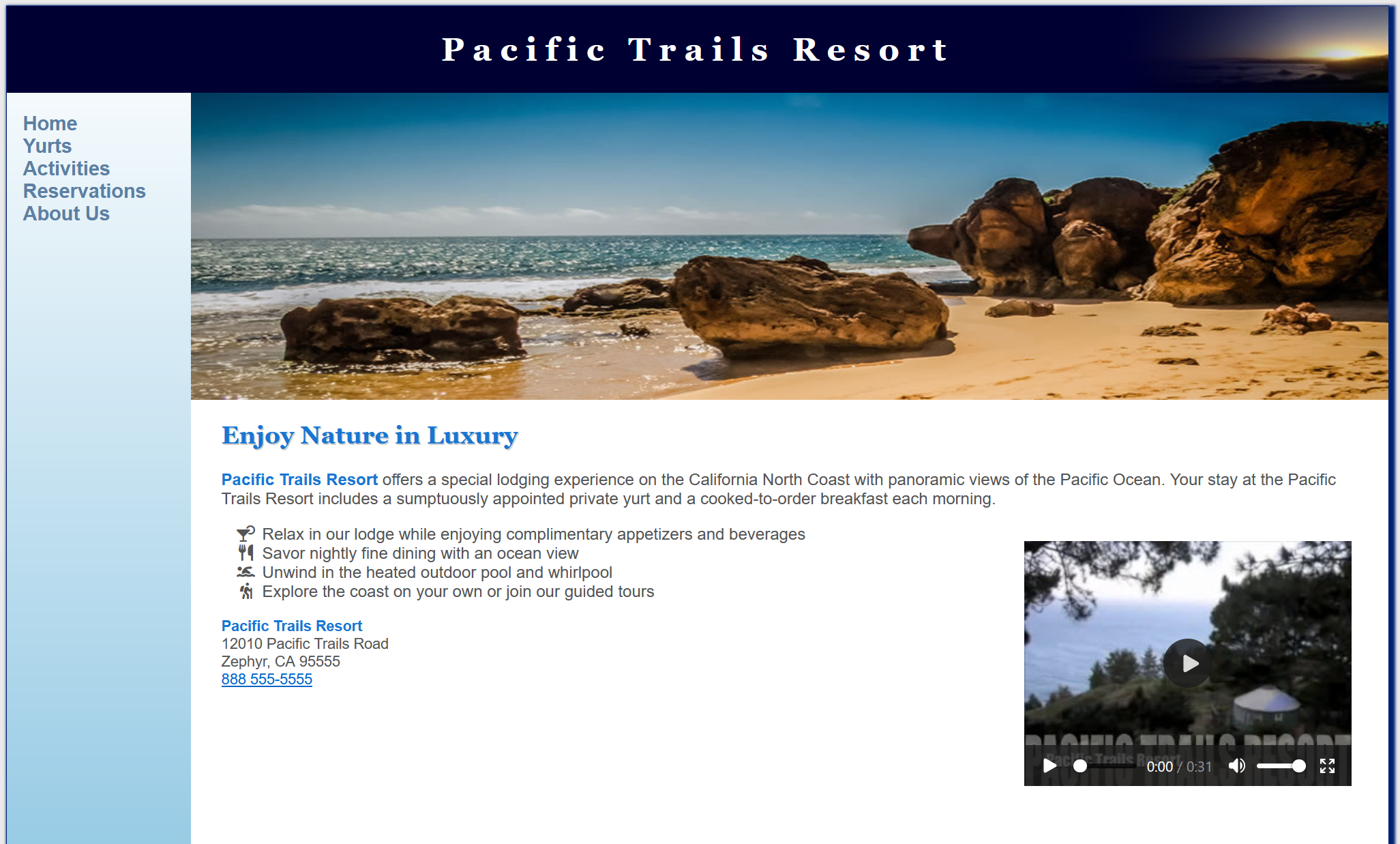 Pacific Trails Resort Website Preview Image